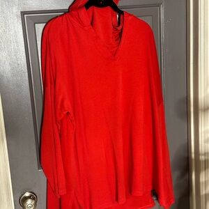 Vibrant Red Hooded Top